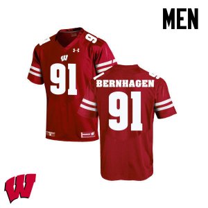 Men's Wisconsin Badgers NCAA #91 Josh Bernhagen Red Authentic Under Armour Stitched College Football Jersey GJ31M46FI